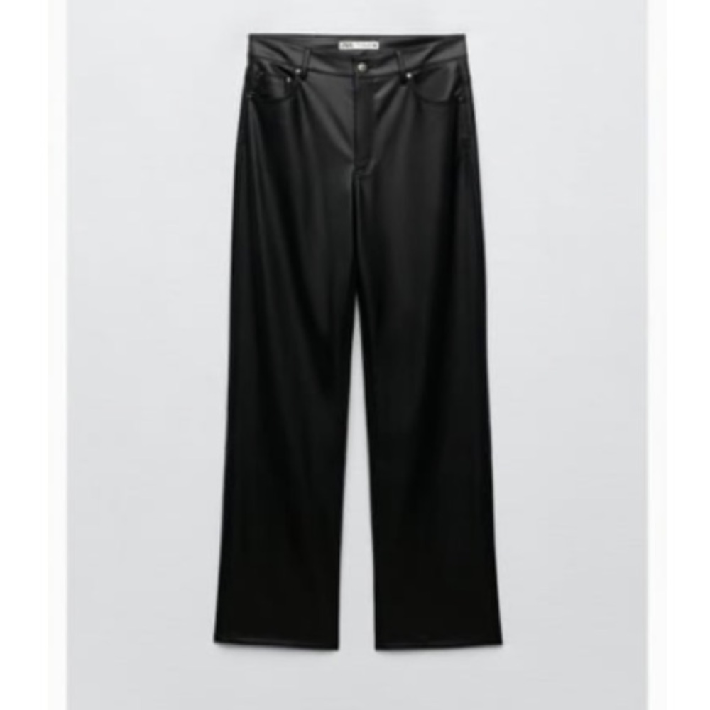 FAUX LEATHER HIGH WAISTED 90s WIDE LEG PANTS🖤